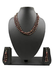 Elegant Semi Precious Gemstone Garnet Beads Necklace Set For Women