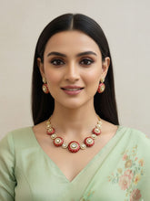 Designer Party Wear Polki Necklace Set With Meenakari - Party & Festive Jewellery Set