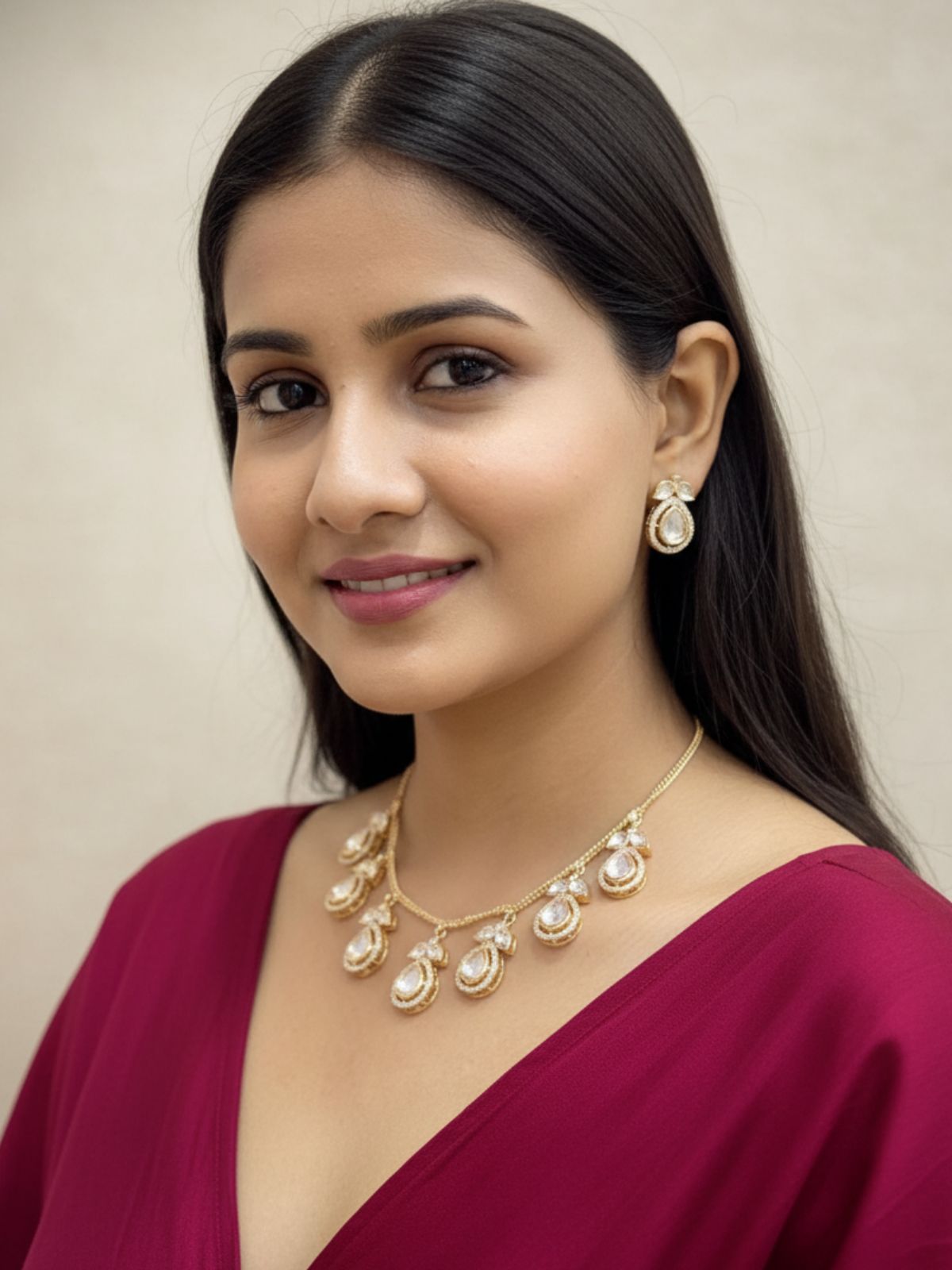 Tanvi Modern Indo Western Chain Polki Drops Necklace Set