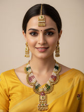 Aparna Designer Artificial Antique Beaded Golden Necklace Set With Tikka