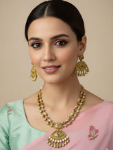 anushree Pastel Meenakari Artificial Antique Gold Necklace Set