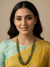 raditional Long Antique Green Beads Necklace Set Design with Ghungroo – Handcrafted Luxury by Gehna Shop