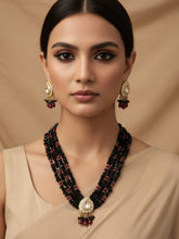 Handcrafted Beaded Kundan Black Necklace Set for Women - Statement Black Necklace