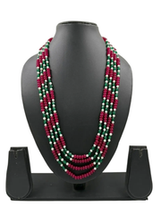 Layered Semi-Precious Multi coloured Jade Stones Beaded Necklace - Elegant Gemstone Jewelry