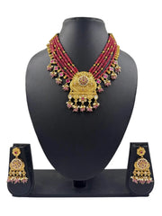 Gold Plated Antique Beaded Necklace Set | Traditional Jewelry For Women