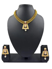 Artificial Gold Plated Short Antique Gold Necklace Set | Traditional Indian Jewelry For Women