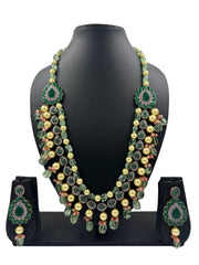 Elegant Layered Green Kundan Necklace Set – Traditional Festive Jewelry For Women