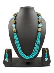 Semi Precious Gemstone Turquoise Beaded Jewelry Set - Blue Beads Necklace Set For Women