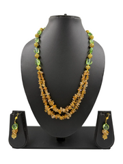 Ethnic Semi Precious Natural Citrine Beaded Necklace Set - Yellow Beads Necklaces For Women