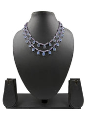 Elegant Semi Precious Lavender Quartz Teardrops Beaded Necklace Set For Women