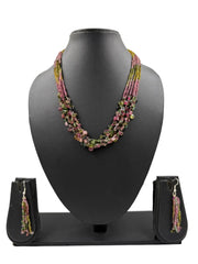 Exquisite Handcrafted Multilayered Real Tourmaline Beads Necklace Set For Women - Designer Gemstone Jewelry