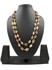 Semi Precious Tumble Shape Natural Double Layered Moonstone Beads Necklace - Elegant, Versatile And Earthy