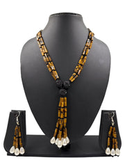 Stylish Natural Tiger Eye Beaded Necklace With Tassels - Gemstone Jewelry