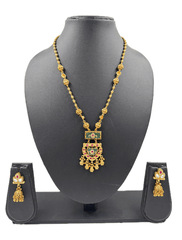 Gold Plated Heritage Look Delicate Antique Chain Pendant Necklace Set For Women