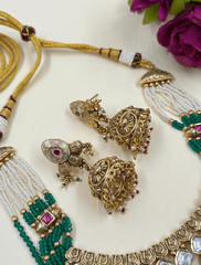Gold Plated Beaded Heritage Jewellery Set For Women - Wedding & Fesitive Jewellery Set