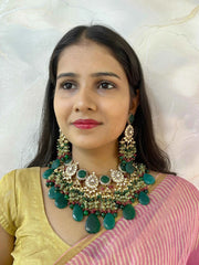 Designer Handcrafted Hevy Kundan Bridal Necklace Set By Gehna Shop