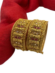 Meera gold plated Antique Broad Bangles | Broad Kada Bangles for weddings