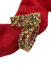 gold plated Multi Color Kundan Openable Bangles for women
