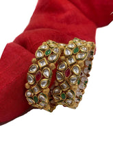 gold plated Multi Color Kundan Openable Bangles for women