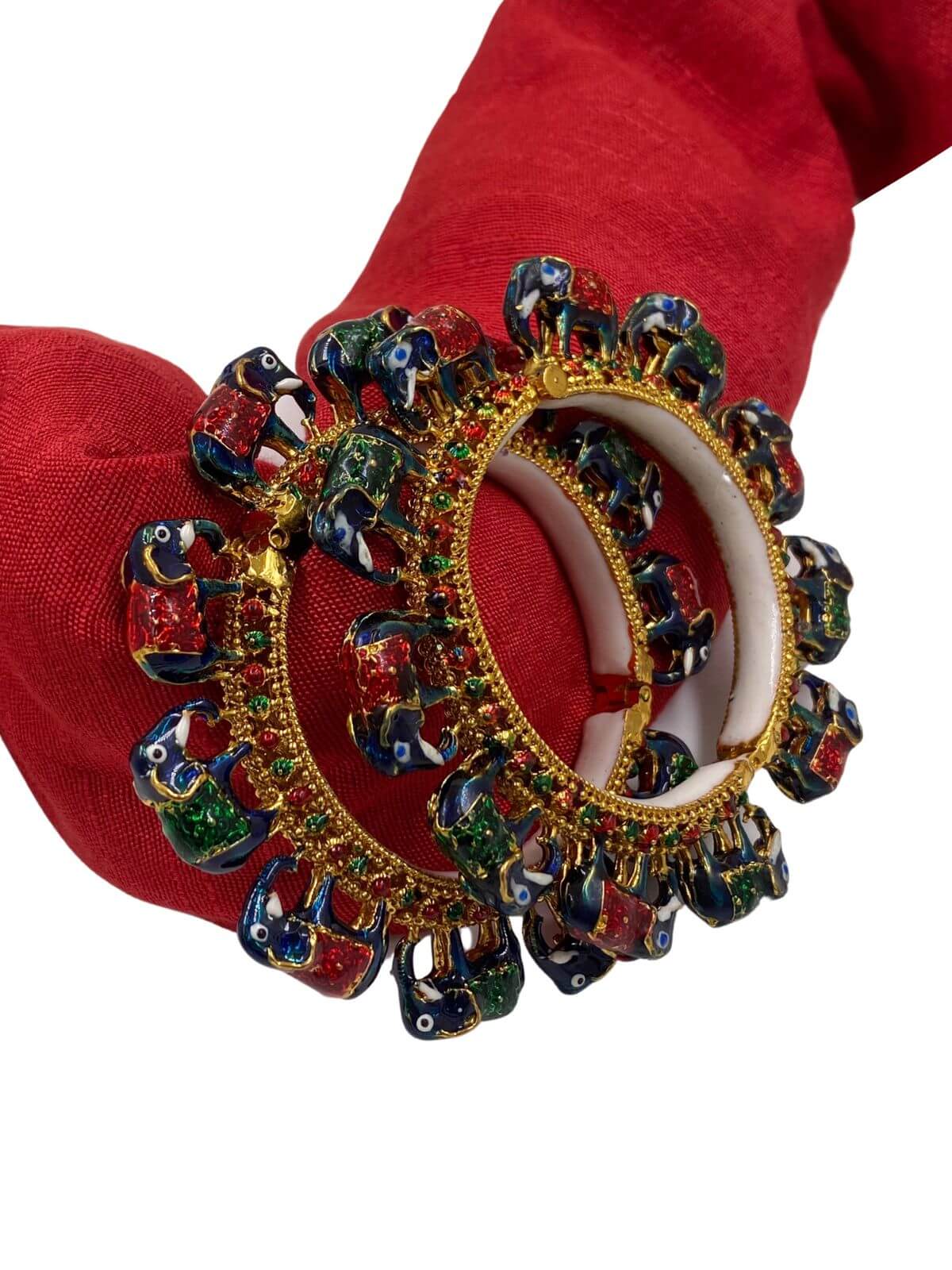 exquisite Designer Blue Meenakari Elephant Kada Bangle