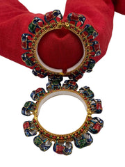 exquisite Designer Blue Meenakari Elephant Kada Bangle