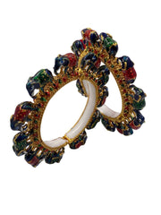 exquisite Designer Blue Meenakari Elephant Kada Bangle