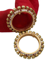 designer Kundan Pacheli Bangles with fine floral Meenakari handcrafted for Indian Weddings and Parties