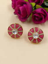 designer Red Polki Stud Earrings