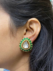 Beautiful Uncut Polki Stud Earrings For Women | Kundan Stud Earrings