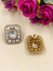 Big Moissanite Polki Stud Earrings for women