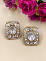 Big Moissanite Polki Stud Earrings for women