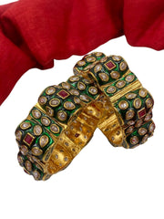 Designer Green Meenakari Kundan Gajra Bangles
