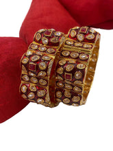 traditional Rajasthani Red Meenakari Kundan Gajra Bangles Set