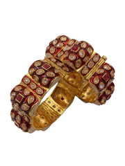 traditional Rajasthani Red Meenakari Kundan Gajra Bangles Set