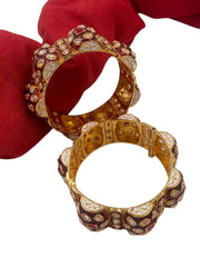 traditional Rajasthani Red Meenakari Kundan Gajra Bangles Set
