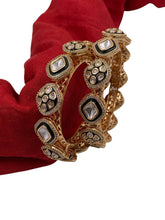 Designer Green Meenakari Uncut Polki Pacheli Kada Bangles.