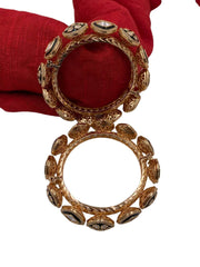 Designer Green Meenakari Uncut Polki Pacheli Kada Bangles.