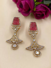 designer Moissanite Uncut Polki Dangler Earrings.