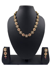 Gehna Shop's Chavi Simple Uncut Polki Short Necklace set for weddings ad parties