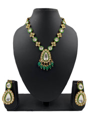 Gold Plated Short Green Polki Kundan Jewellery Necklace Set is the perfect fashion jewellery accessory