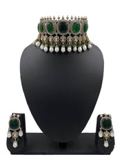 majestic emerald Green Victorian Choker Necklace Set