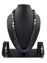 gorgeous Semi Precious Iolite Blue And Grey Shell Pearls Fancy Beads Necklace Online