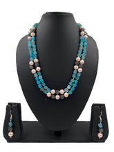 Layered Semi Precious Blue Onyx Beads Jewellery Necklace