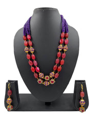 semi-precious pink onyx and amethyst Fancy beads Necklace for Women