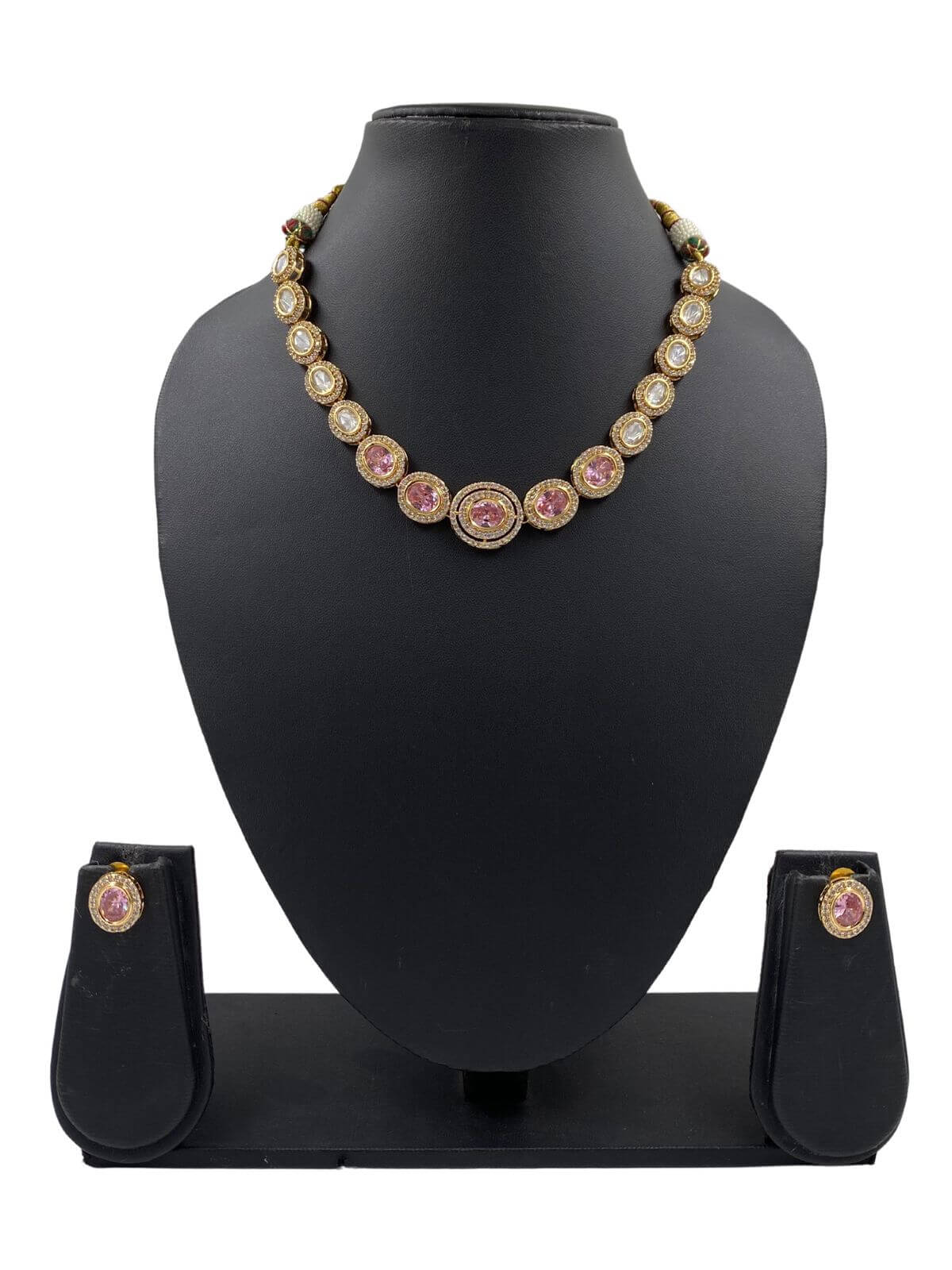 Sayali gold short Polki Party Wear Necklace Set