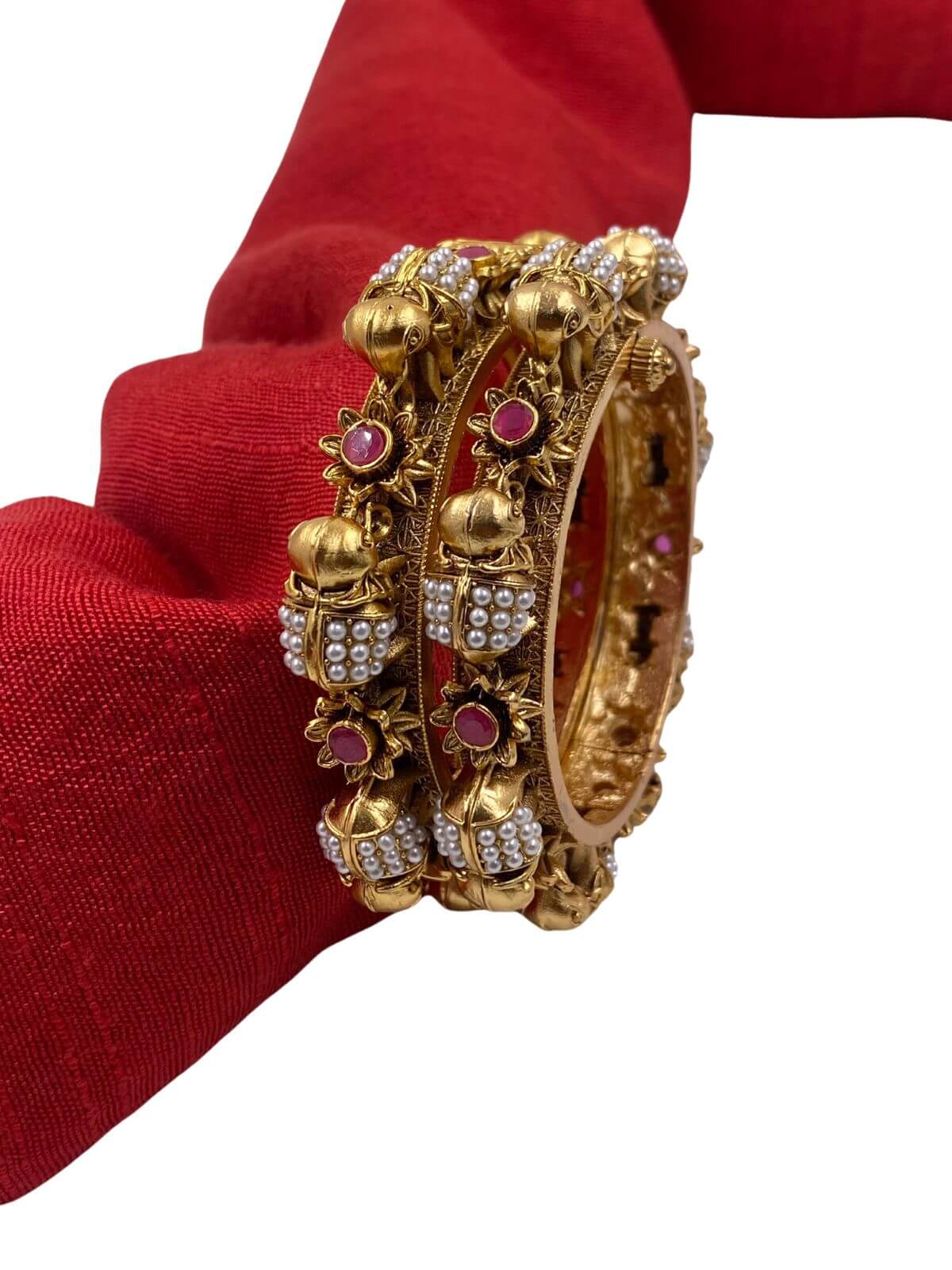 traditional look Vijaya Gold Plated Artificial Antique Elephant Bangles