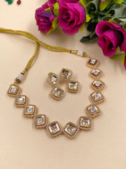 Modern Look single-line AD And Polki Necklace Set
