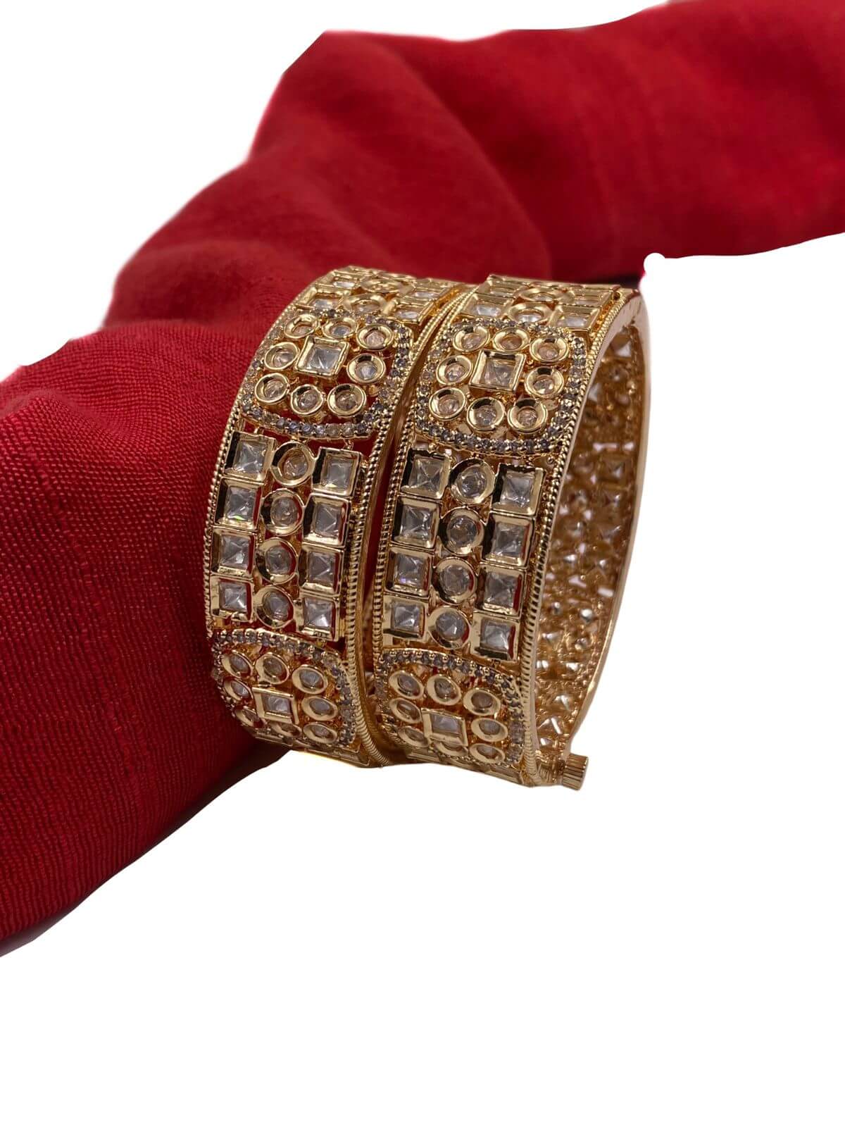 gold-plated unique Polki Kada Bangle Set for women online