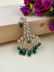 Royal Look Gold Plated Kundna Polki Green Kalangi For Men By Gehna Shop