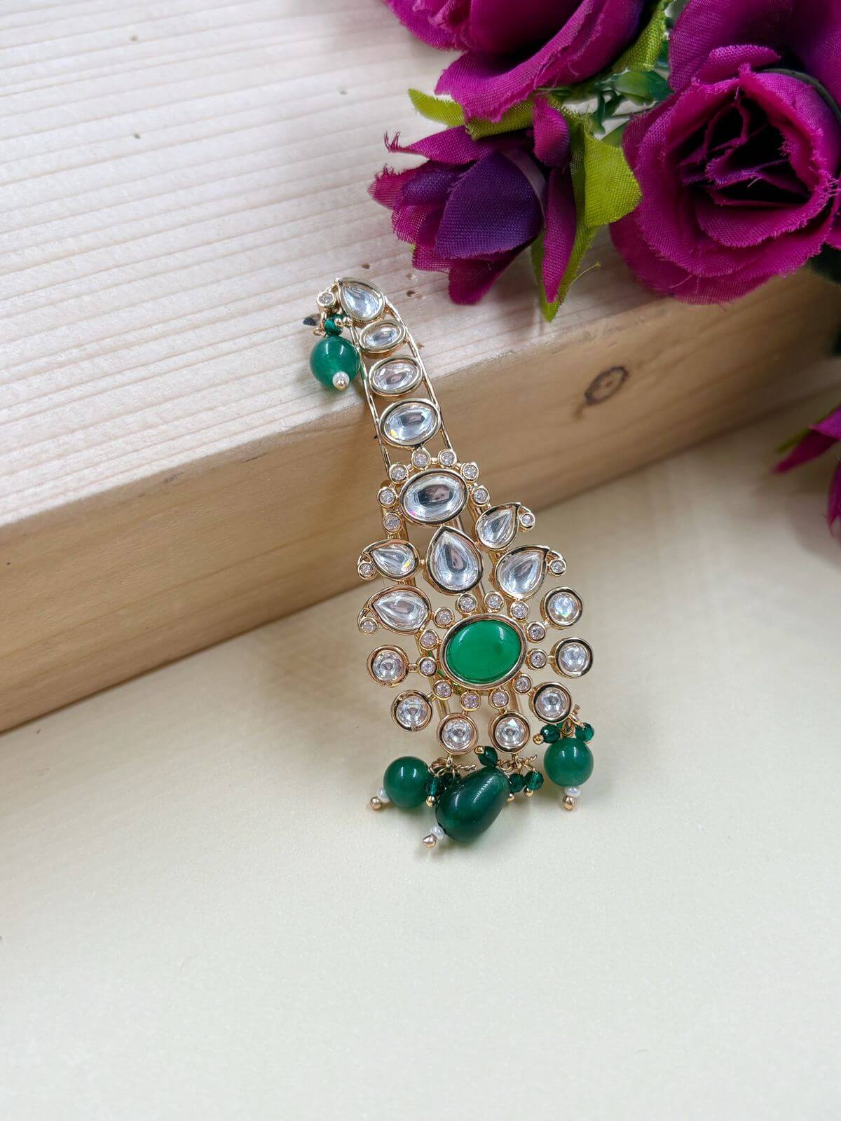 Gold Plated Floral Design Kundan Polki Kalangi For Men| Safa Kalangi